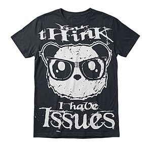 Graphic Tee Womens Small Black Excellent Panda You Think I Have Issues